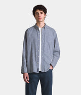 LEVI'S BLUE TAB RELAXED BUTTON DOWN SHIRT 001LI-0002 MICRO PLAID WHITE NAVY - Shoelosophy
