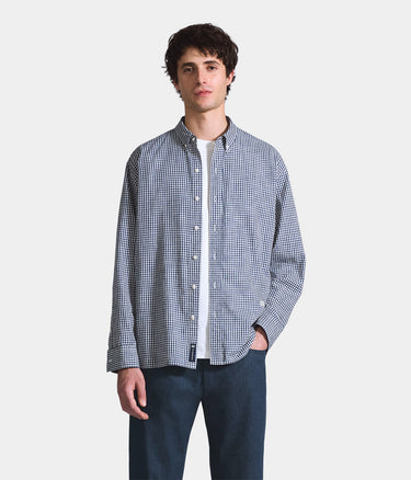 LEVI'S BLUE TAB RELAXED BUTTON DOWN SHIRT 001LI-0002 MICRO PLAID WHITE NAVY - Shoelosophy