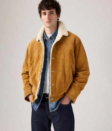 LEVI'S WESTERN SUEDE SHERPA TRUCKER JACKET EVENING SUN - Shoelosophy