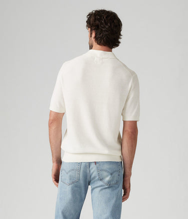 LEVI'S SWEATER KNIT POLO A7294-0010 LINEN SEED STITCH WHITE - Shoelosophy