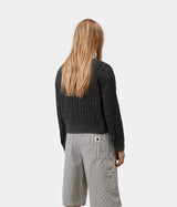 CARHARTT WIP WOMENS CARTER SWEATER I036394 BLACK GARMENT DYED - Shoelosophy