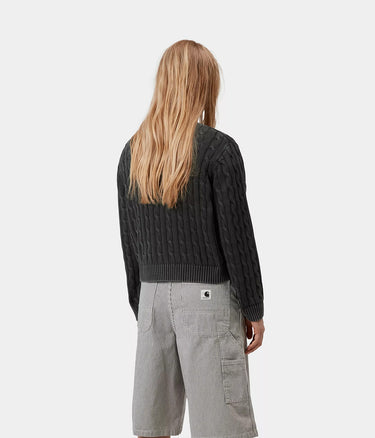 CARHARTT WIP WOMENS CARTER SWEATER I036394 BLACK GARMENT DYED - Shoelosophy