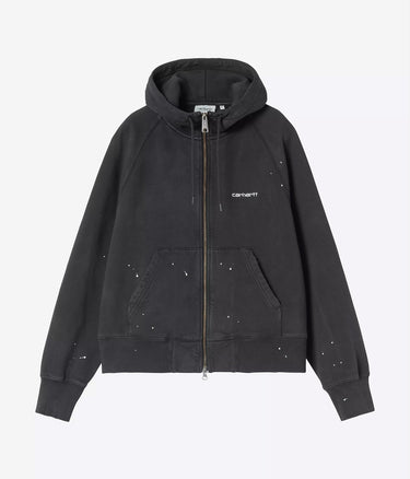 CARHARTT WIP DAMEN HOODED PAINTER JACKET I036842 SCHWARZ DESTROY WASH SPLATTER - Shoelosophy