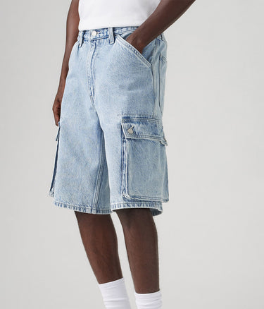 LEVI'S 478 BAGGY CARGO SHORTS 001GU-0004 BLUE STONE WASHED JORTS MAN - Shoelosophy