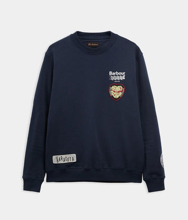 BARBOUR X BARACUTA NORTHERN CREW NECK BRFEL0054 NAVY - Shoelosophy