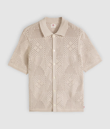 LEVI'S SWEATER CAMP SHIRT 0013G-0006 PUMICE STONE CROCHET POINTELLE - Shoelosophy