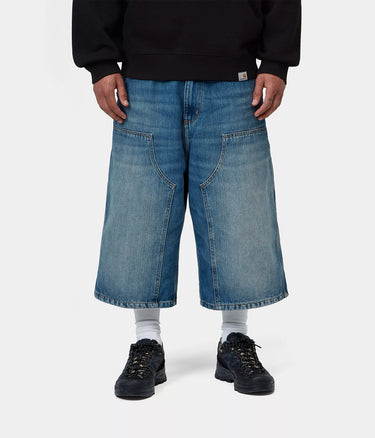CARHARTT WIP OG DOUBLE KNEE LONG SHORT I037493 BLUE OLD USED WASHED - Shoelosophy