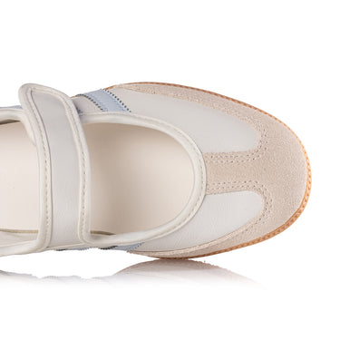 ADIDAS WOMENS SAMBA JANE JR7339 CLOUD WHITE GUM HALO BLUE - Shoelosophy