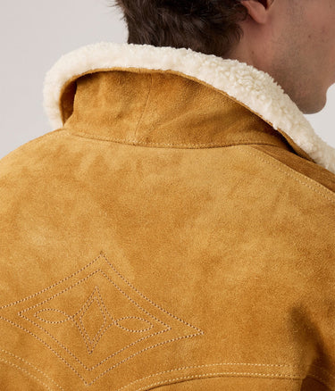 LEVI'S WESTERN SUEDE SHERPA TRUCKER JACKET EVENING SUN - Shoelosophy