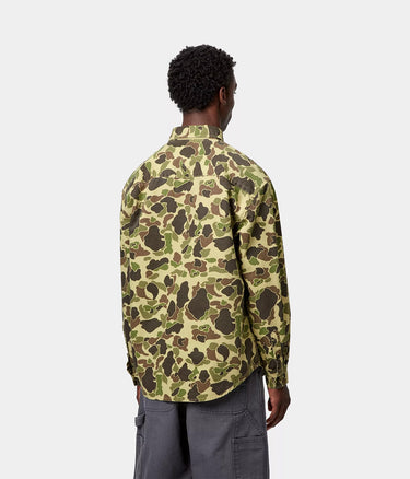 Carhartt WIP DUCK SHIRT I033769 CAMO DUCK GREEN STONE WASHED - Shoelosophy
