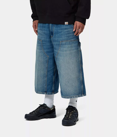 CARHARTT WIP OG DOUBLE KNEE LONG SHORT I037493 BLUE OLD USED WASHED - Shoelosophy