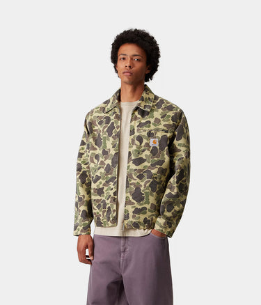 CARHARTT WIP DUCK DETROIT JACKET I034281 CAMO DUCK GREEN STONE WASHED - Shoelosophy