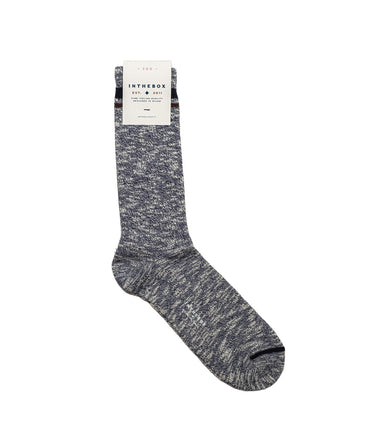 IN DER BOX COUNTRY BICOLOR SOCKS NAVY HEATHER HERGESTELLT IN ITALIEN - Shoelosophy
