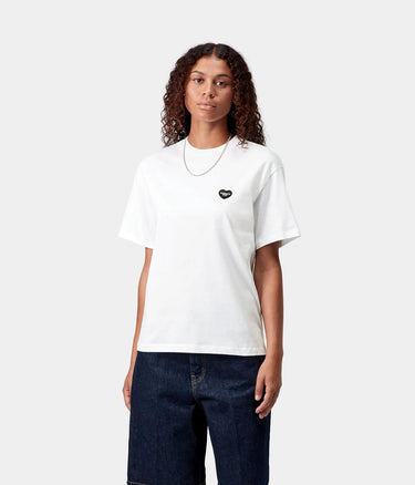 CARHARTT WIP WOMENS POCKET HEART T-SHIRT I032318 WEISS SCHWARZ - Shoelosophy
