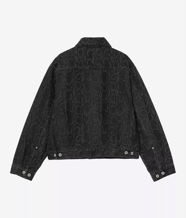 CARHARTT WIP WOMENS BELMAR JACKET I036595 SNAKE CAMO BLACK HEAVY STONE WASHED - Shoelosophy