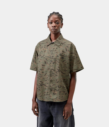 CARHARTT WIP DAMEN TRAVON HEMD I036794 ENTENFEDERDRUCK ZYPRESSE SCHWARZ