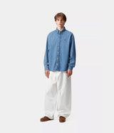 CARHARTT WIP LUCAS SHIRT L/S I034525 BLUE STONE WASHED - Shoelosophy