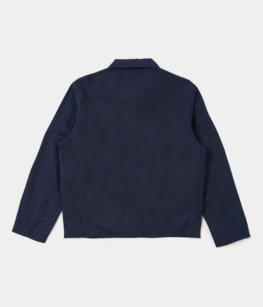 UNIVERSAL WORKS FRANCK JACKE P34017 LEINEN-SLUB-GEWEBE NAVY