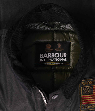 BARBOUR INTERNATIONAL STEVE McQUEEN WORKERS WAX JACKET BLACK - Shoelosophy