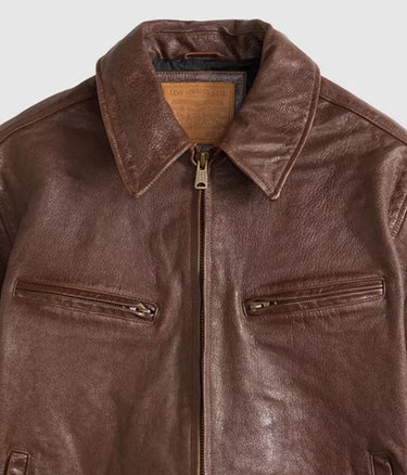 LEVI'S CORONA HEIGHT LEATHER JACKET 005BO-0000 WORN SEPHIA BROWN - Shoelosophy