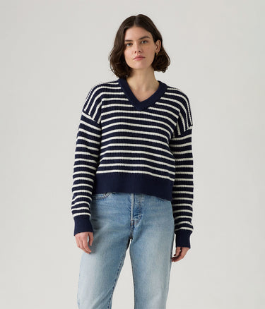 LEVI'S DAMEN REESE V-AUSSCHNITT-SWEATER 0037O-0004 PARISIENNE STRIPE - Shoelosophy