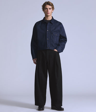 LEVI'S BLUE TAB WIDE PLEAT CROP TROUSERS A9136-0003 DARK STAR JAPANESE DENIM - Shoelosophy