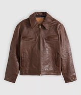 LEVI'S CORONA HEIGHT LEATHER JACKET 005BO-0000 WORN SEPHIA BROWN - Shoelosophy