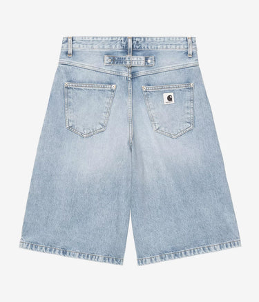 CARHARTT WIP DAMEN BELMONT SHORT I036598 BLAU HEAVY WORN BLEACHED - Shoelosophy