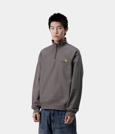 CARHARTT WIP HALF ZIP AMERICAN SCRIPT SWEATSHIRT I027014 PORPHYRY - Shoelosophy