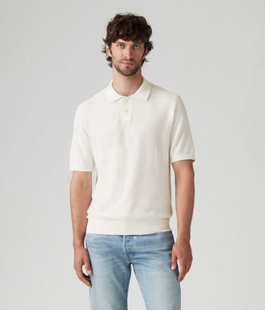 LEVI'S SWEATER KNIT POLO A7294-0010 LINEN SEED STITCH WHITE - Shoelosophy
