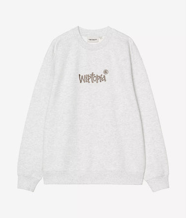 CARHARTT WIP WOMENS WIPTOPIA SCRIPT SWEATSHIRT I035515 ASH HEATHER - Shoelosophy
