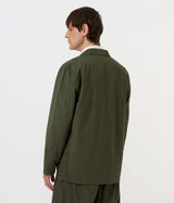 UNIVERSAL WORKS THREE BUTTON JACKET 34617 MERIDA SEERSUCKER OLIVE GARMENT DYED - Shoelosophy